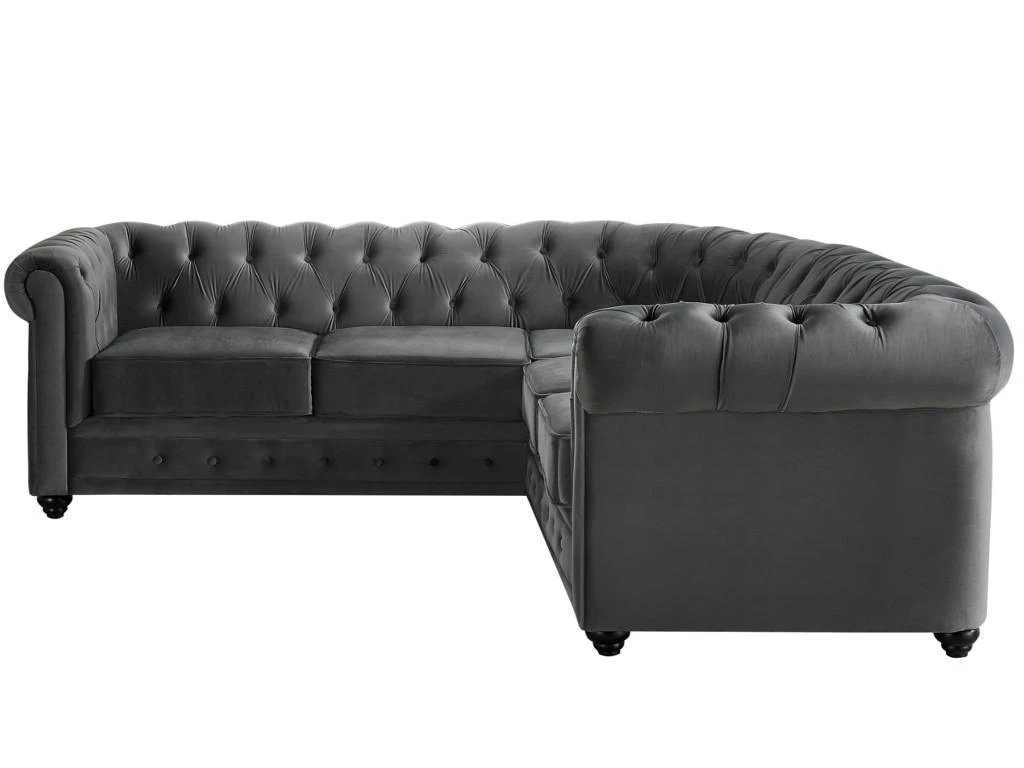 Canapé D'angle En Velours CHESTERFIELD - Anthracite 6 Canapé D'angle En Velours CHESTERFIELD - Anthracite – Image 6
