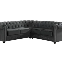 Canapé D'angle En Velours CHESTERFIELD - Anthracite 10 Canapé D'angle En Velours CHESTERFIELD - Anthracite -Promos Chesteris Boutique canape 237715