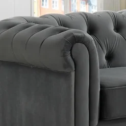 Canapé D'angle En Velours CHESTERFIELD - Anthracite 9 Canapé D'angle En Velours CHESTERFIELD - Anthracite -Promos Chesteris Boutique canape 237717