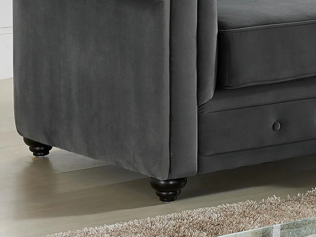 Canapé D'angle En Velours CHESTERFIELD - Anthracite 3 Canapé D'angle En Velours CHESTERFIELD - Anthracite – Image 3