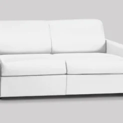 Canapé 3 Places Convertible Express En Simili CALIFE - Blanc - Couchage 140 Cm - Matelas 14 Cm