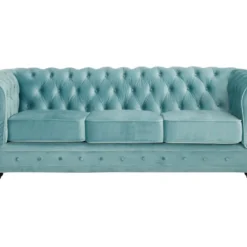 Canapé 3 Places CHESTERFIELD - Velours Bleu Pastel -Promos Chesteris Boutique canape 243867