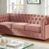 Canapé 3 Places CHESTERFIELD - Velours Rose Pastel
