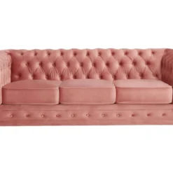 Canapé 3 Places CHESTERFIELD - Velours Rose Pastel 11 Canapé 3 Places CHESTERFIELD - Velours Rose Pastel -Promos Chesteris Boutique canape 243899