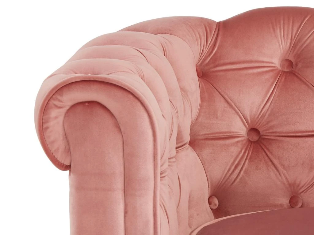 Canapé 3 Places CHESTERFIELD - Velours Rose Pastel 4 Canapé 3 Places CHESTERFIELD - Velours Rose Pastel – Image 4