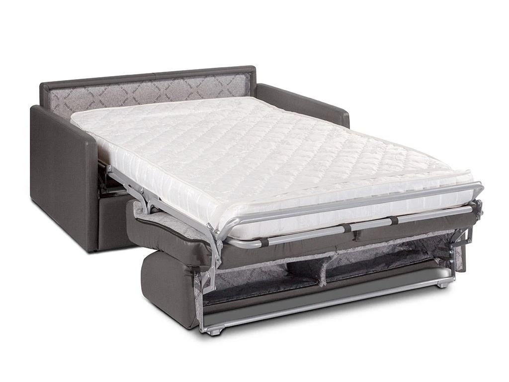 Canapé 2 Places Convertible Express En Simili CALIFE - Gris - Couchage 120 Cm - Matelas 14 Cm 2 Canapé 2 Places Convertible Express En Simili CALIFE - Gris - Couchage 120 Cm - Matelas 14 Cm – Image 2