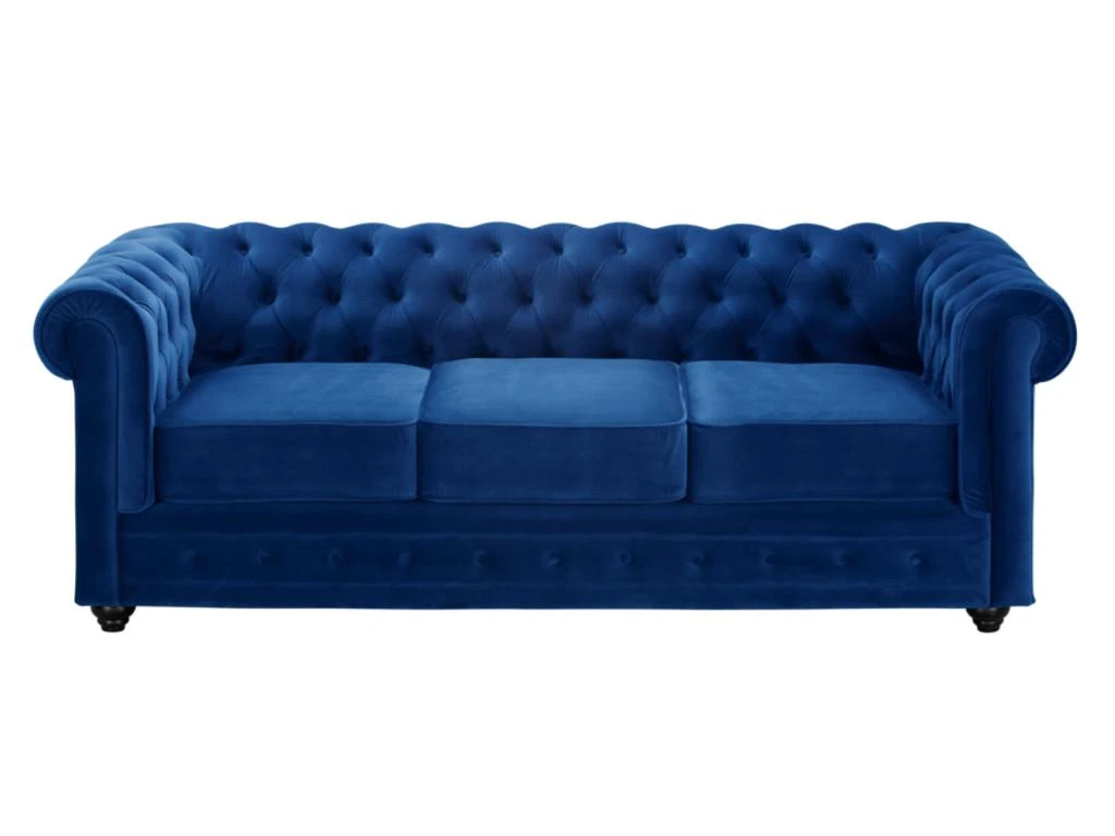 Canapé 3 Places CHESTERFIELD - Velours Bleu Roi 5 Canapé 3 Places CHESTERFIELD - Velours Bleu Roi – Image 5