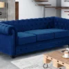 Canapé 3 Places CHESTERFIELD - Velours Bleu Roi