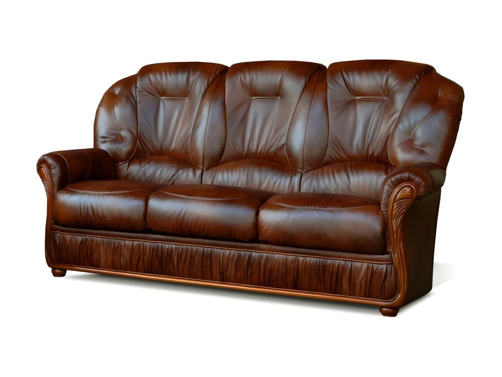 Canapé 3 Places 100% Cuir De Buffle DAPHNE - Marron 1 Canapé 3 Places 100% Cuir De Buffle DAPHNE - Marron
