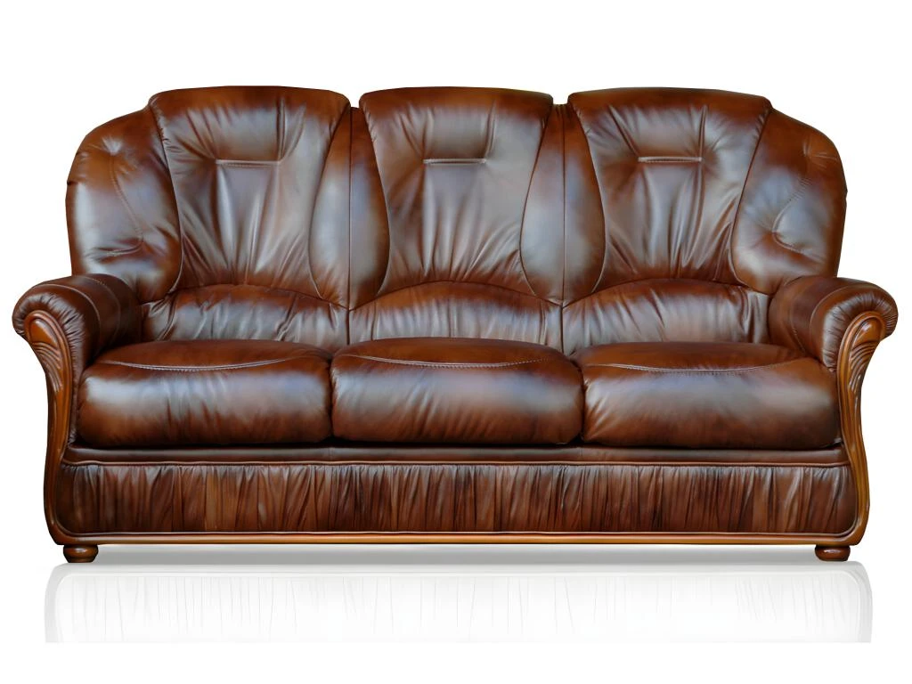 Canapé 3 Places 100% Cuir De Buffle DAPHNE - Marron 2 Canapé 3 Places 100% Cuir De Buffle DAPHNE - Marron – Image 2