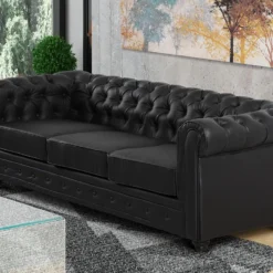 Canapé 3 Places En Simili CHESTERFIELD - Noir