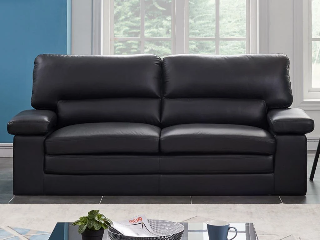 Canapé 3 Places En Cuir De Buffle Noir MIMAS 2 Canapé 3 Places En Cuir De Buffle Noir MIMAS – Image 2