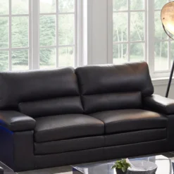 Canapé 3 Places En Cuir De Buffle Noir MIMAS