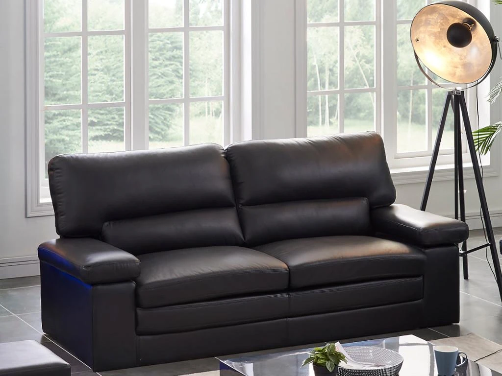 Canapé 3 Places En Cuir De Buffle Noir MIMAS 1 Canapé 3 Places En Cuir De Buffle Noir MIMAS