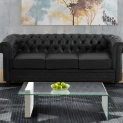 Canapés 3 Places, 2 Places Et Fauteuil En Simili Blanc CHESTERFIELD -Promos Chesteris Boutique canape 270787 3