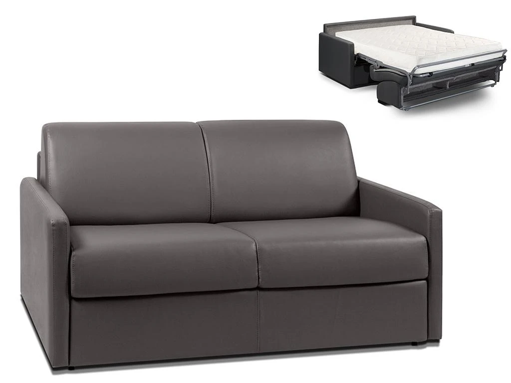Canapé 2 Places Convertible Express En Simili CALIFE - Gris - Couchage 120 Cm - Matelas 18 Cm 1 Canapé 2 Places Convertible Express En Simili CALIFE - Gris - Couchage 120 Cm - Matelas 18 Cm