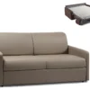 Canapé 3 Places Convertible Express En Simili CALIFE - Taupe - Couchage 140 Cm - Matelas 14 Cm