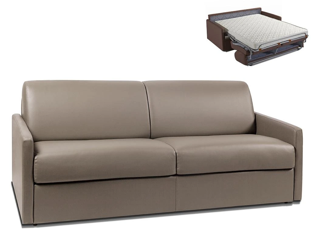 Canapé 4 Places Convertible Express En Simili CALIFE - Taupe - Couchage 160 Cm - Matelas 14 Cm 1 Canapé 4 Places Convertible Express En Simili CALIFE - Taupe - Couchage 160 Cm - Matelas 14 Cm