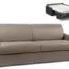 Canapé 4 Places Convertible Express En Simili CALIFE - Taupe - Couchage 160 Cm - Matelas 18 Cm
