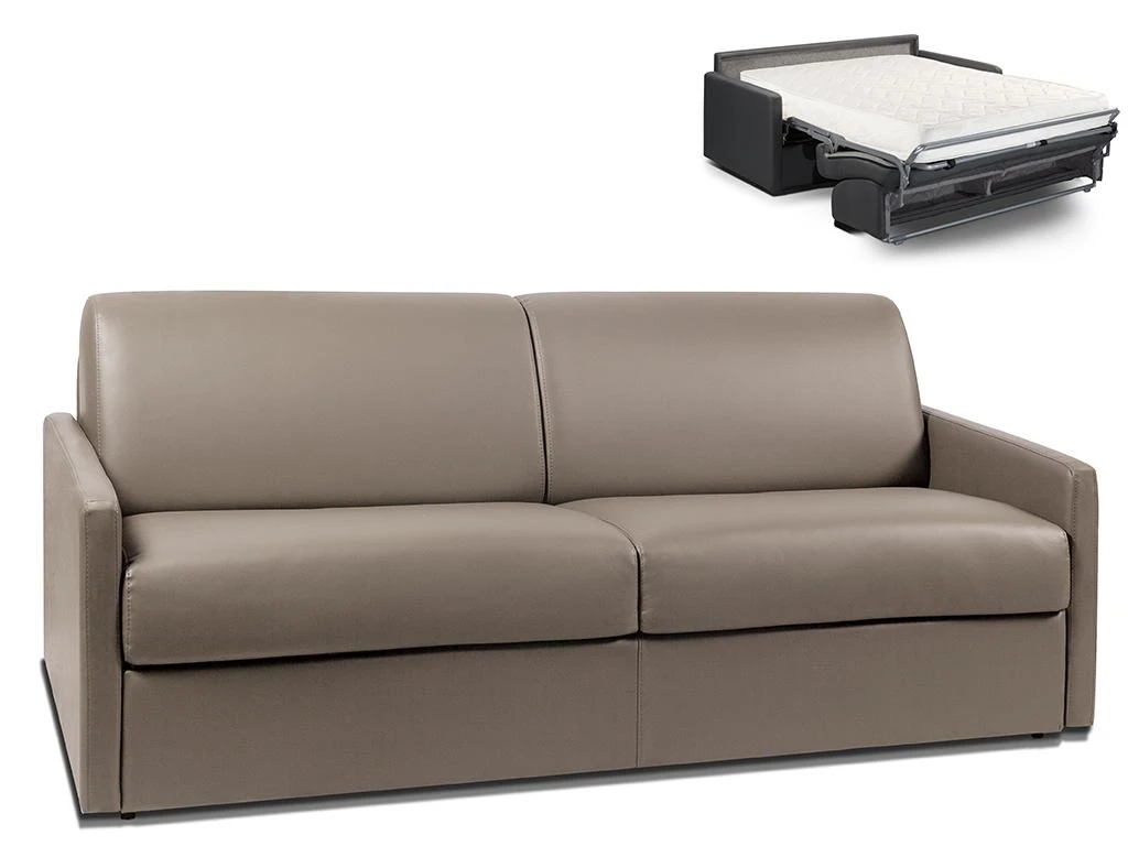 Canapé 4 Places Convertible Express En Simili CALIFE - Taupe - Couchage 160 Cm - Matelas 18 Cm 1 Canapé 4 Places Convertible Express En Simili CALIFE - Taupe - Couchage 160 Cm - Matelas 18 Cm