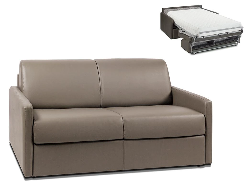 Canapé 2 Places Convertible Express En Simili CALIFE - Taupe - Couchage 120 Cm - Matelas 22 Cm 1 Canapé 2 Places Convertible Express En Simili CALIFE - Taupe - Couchage 120 Cm - Matelas 22 Cm