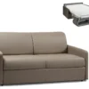 Canapé 3 Places Convertible Express En Simili CALIFE - Taupe - Couchage 140 Cm - Matelas 22 Cm