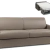 Canapé 4 Places Convertible Express En Simili CALIFE - Taupe - Couchage 160 Cm - Matelas 22 Cm