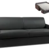 Canapé 4 Places Convertible Express En Simili CALIFE - Noir - Couchage 160 Cm - Matelas 14 Cm