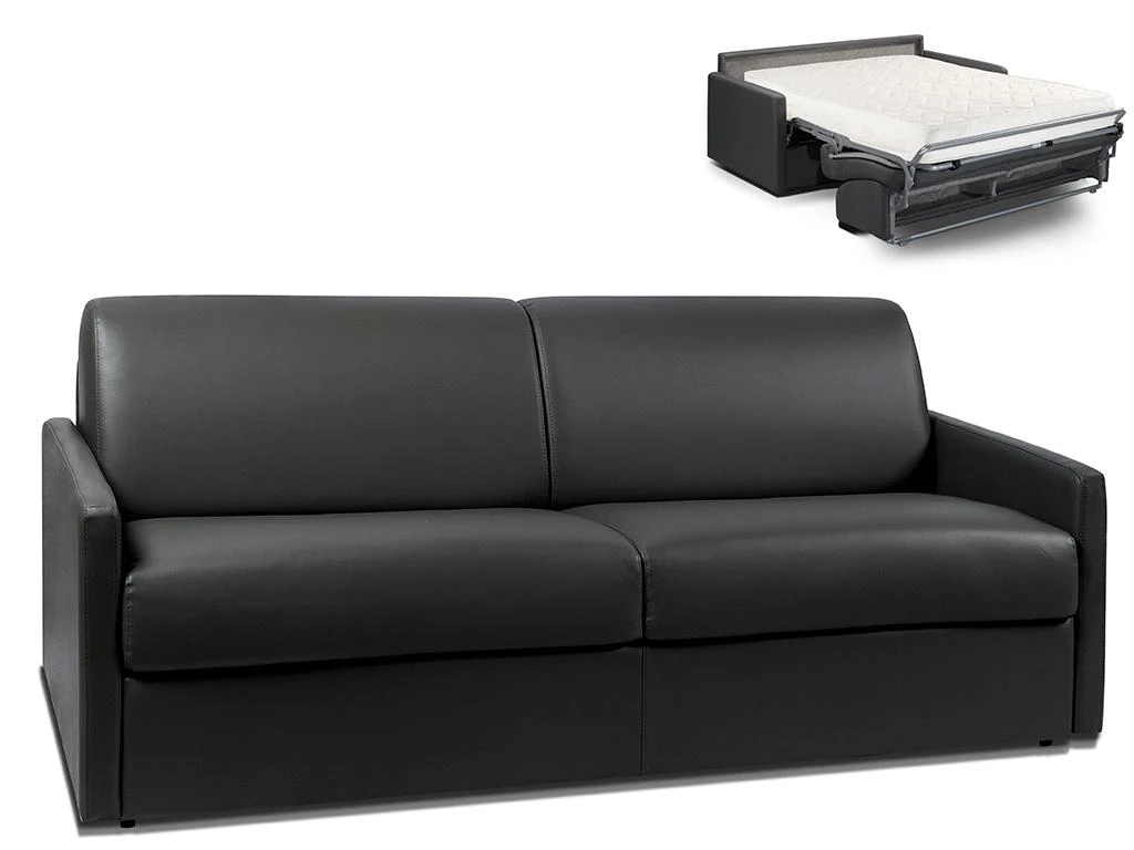 Canapé 4 Places Convertible Express En Simili CALIFE - Noir - Couchage 160 Cm - Matelas 18 Cm 1 Canapé 4 Places Convertible Express En Simili CALIFE - Noir - Couchage 160 Cm - Matelas 18 Cm