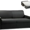 Canapé 3 Places Convertible Express En Simili CALIFE - Noir - Couchage 140 Cm - Matelas 22 Cm
