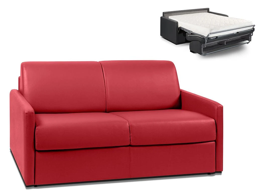Canapé 2 Places Convertible Express En Simili CALIFE - Rouge - Couchage 120 Cm - Matelas 18 Cm 1 Canapé 2 Places Convertible Express En Simili CALIFE - Rouge - Couchage 120 Cm - Matelas 18 Cm