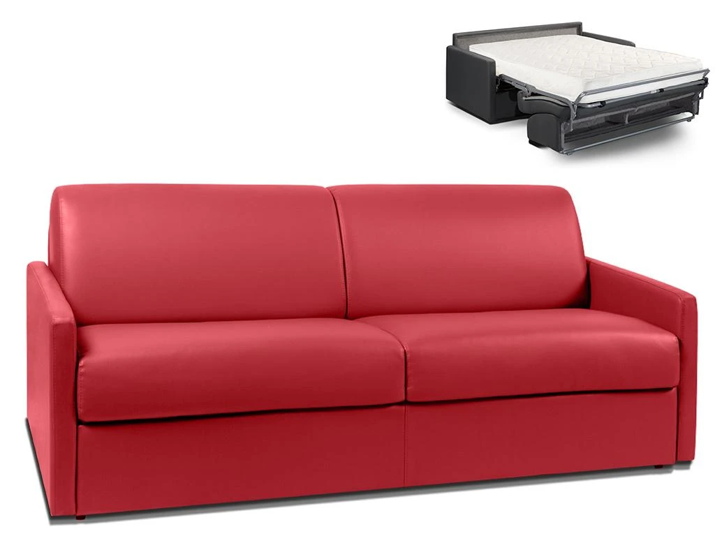 Canapé 4 Places Convertible Express En Simili CALIFE - Rouge - Couchage 160 Cm - Matelas 18 Cm 1 Canapé 4 Places Convertible Express En Simili CALIFE - Rouge - Couchage 160 Cm - Matelas 18 Cm