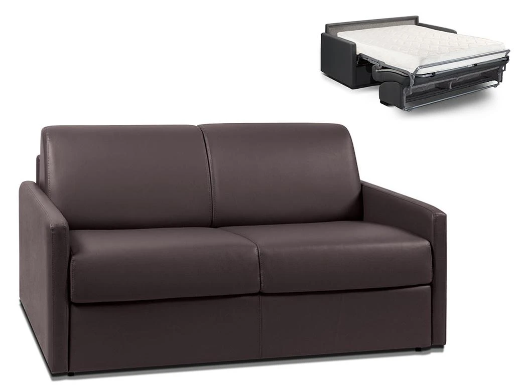 Canapé 2 Places Convertible Express En Simili CALIFE - Marron - Couchage 120 Cm - Matelas 18 Cm 1 Canapé 2 Places Convertible Express En Simili CALIFE - Marron - Couchage 120 Cm - Matelas 18 Cm