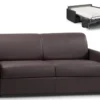 Canapé 3 Places Convertible Express En Simili CALIFE - Marron - Couchage 140 Cm - Matelas 18 Cm