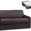 Canapé 2 Places Convertible Express En Simili CALIFE - Marron - Couchage 120 Cm - Matelas 22 Cm
