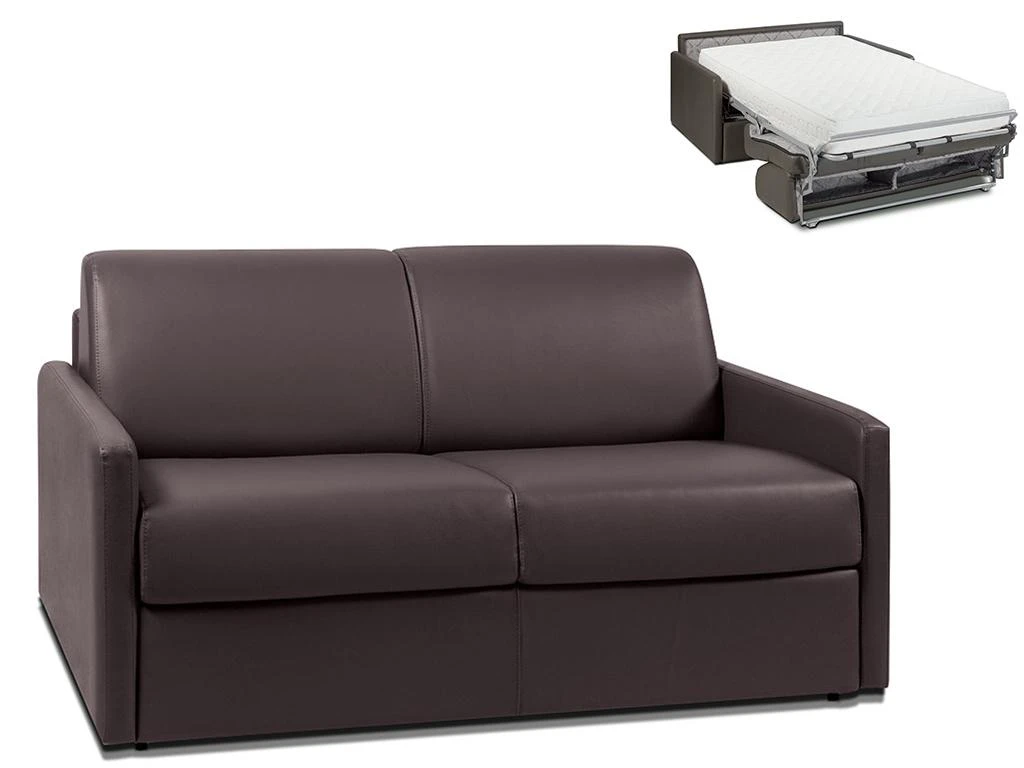 Canapé 2 Places Convertible Express En Simili CALIFE - Marron - Couchage 120 Cm - Matelas 22 Cm 1 Canapé 2 Places Convertible Express En Simili CALIFE - Marron - Couchage 120 Cm - Matelas 22 Cm