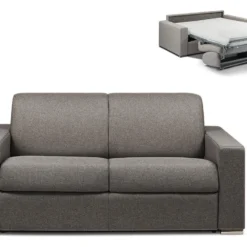 Canapé 2 Places Convertible Express En Tissu CALITO - Anthracite - Couchage Lattes Larges 120 Cm - Matelas 14 Cm