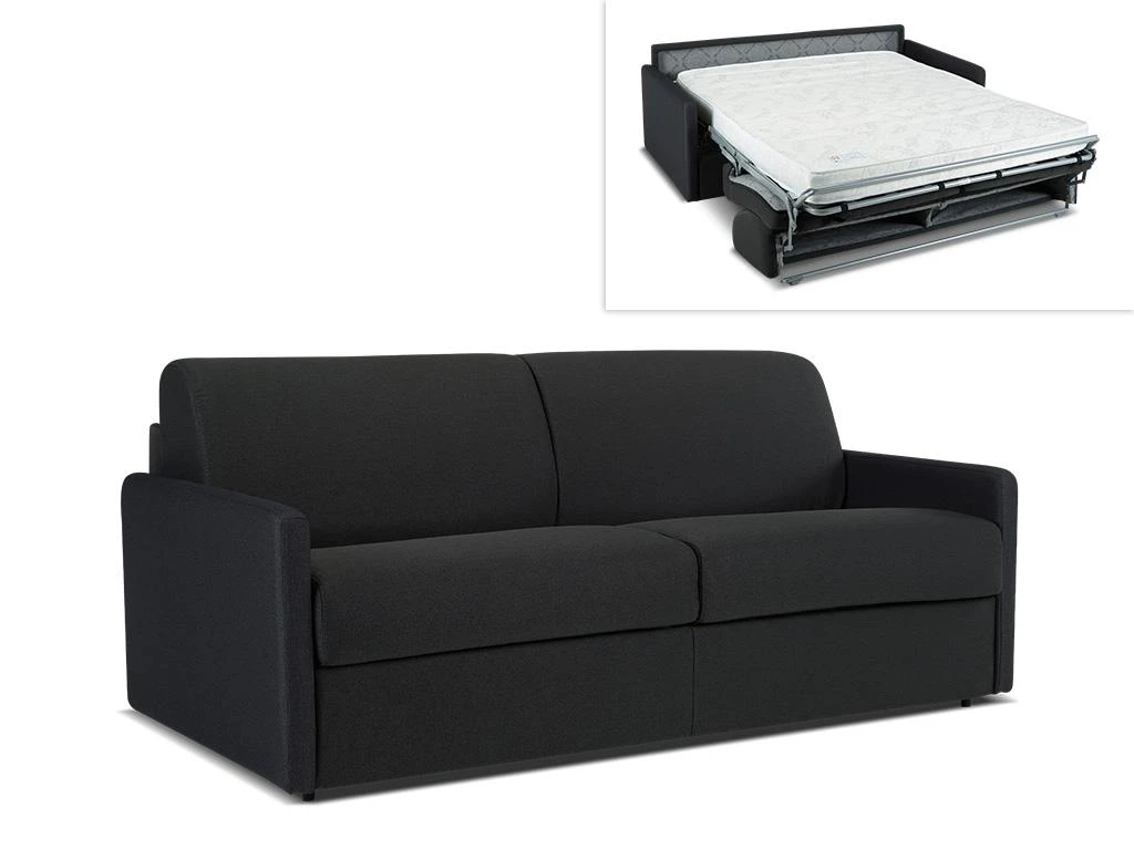 Canapé 4 Places Convertible Express En Tissu CALIFE - Bleu Foncé - Couchage à Lattes Larges 160 Cm - Matelas 14 Cm 5 Canapé 4 Places Convertible Express En Tissu CALIFE - Bleu Foncé - Couchage à Lattes Larges 160 Cm - Matelas 14 Cm – Image 5