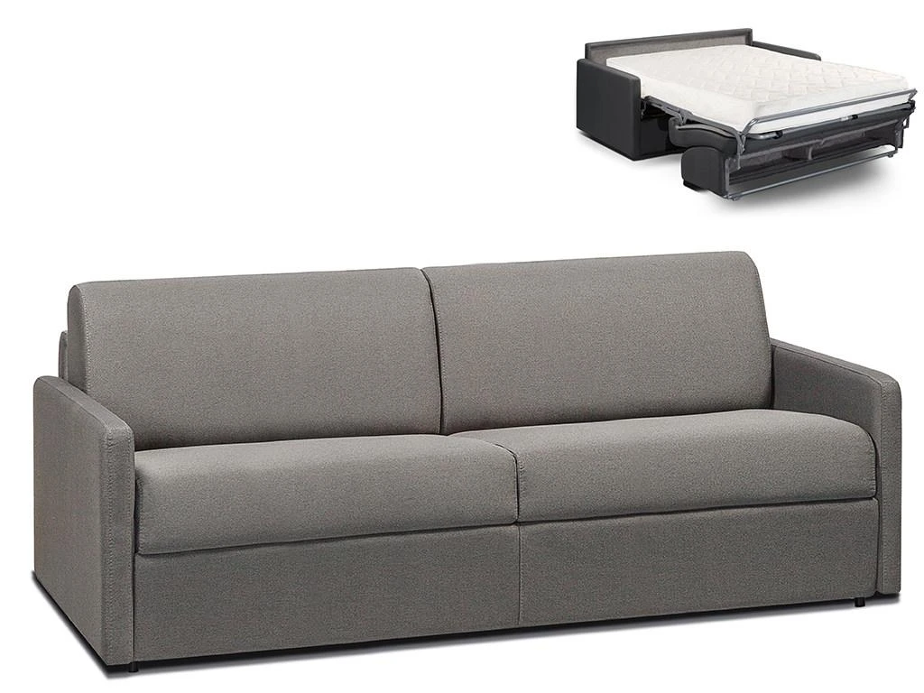 Canapé 4 Places Convertible Express En Tissu CALIFE - Gris Clair - Couchage 160 Cm - Matelas 18 Cm 2 Canapé 4 Places Convertible Express En Tissu CALIFE - Gris Clair - Couchage 160 Cm - Matelas 18 Cm – Image 2