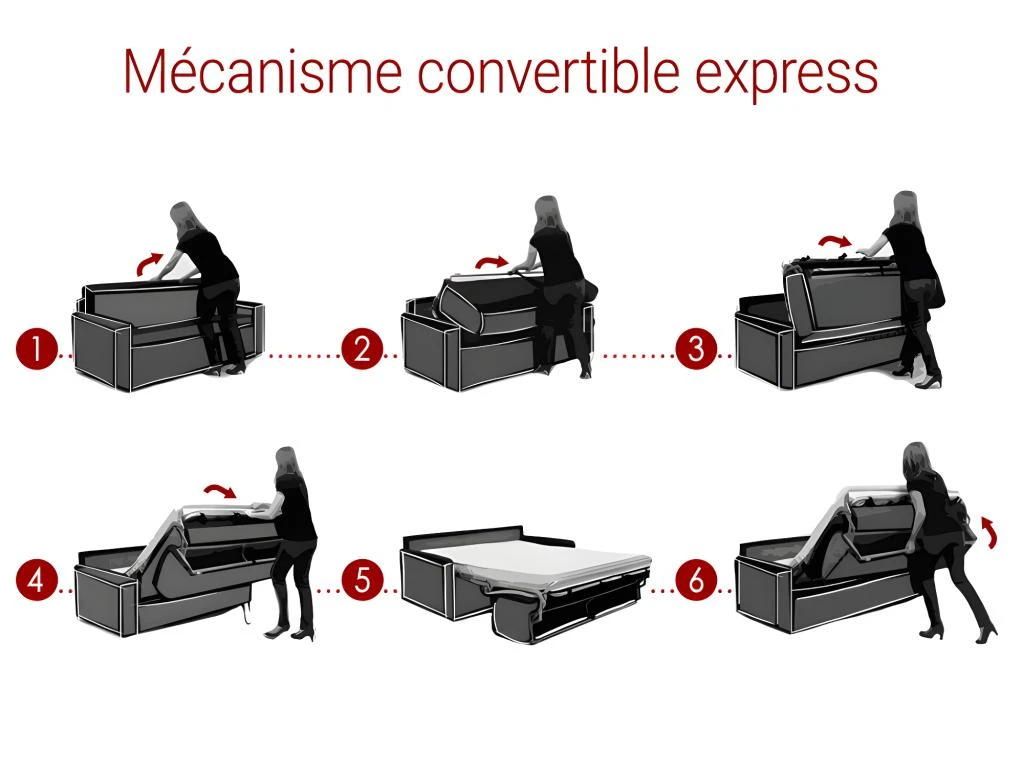 Canapé 4 Places Convertible Express En Simili CALITO - Noir - Couchage 160 Cm - Matelas 18 Cm 11 Canapé 4 Places Convertible Express En Simili CALITO - Noir - Couchage 160 Cm - Matelas 18 Cm – Image 11
