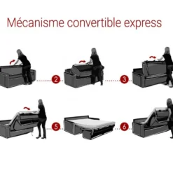 Canapé 2 Places Convertible Express En Tissu CALITO - Marron - Couchage Lattes Larges 120 Cm - Matelas 14 Cm Avec Mémoire De Forme DUNLOPILLO -Promos Chesteris Boutique canape 273757