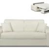 Canapé 3 Places Convertible Express En Simili EMIR - Blanc - Couchage 140 Cm - Matelas 22 Cm