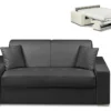 Canapé 2 Places Convertible Express En Simili EMIR - Noir - Couchage 120 Cm - Matelas 18 Cm