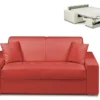 Canapé 2 Places Convertible Express En Simili EMIR - Rouge - Couchage 120 Cm - Matelas 14 Cm