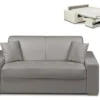 Canapé 2 Places Convertible Express En Simili EMIR - Gris - Couchage 120 Cm - Matelas 14 Cm