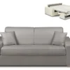 Canapé 3 Places Convertible Express En Simili EMIR - Gris - Couchage 140 Cm - Matelas 14 Cm