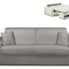 Canapé 4 Places Convertible Express En Simili EMIR - Gris - Couchage 160 Cm - Matelas 14 Cm