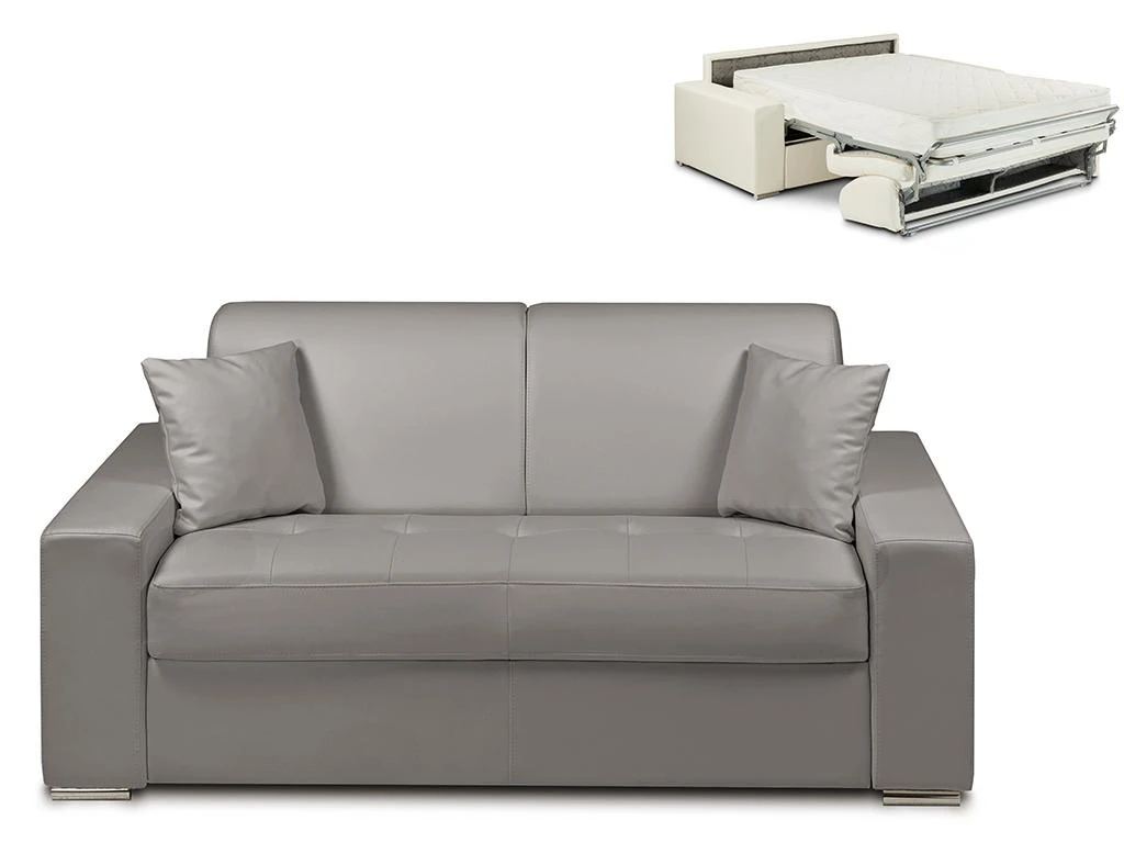 Canapé 2 Places Convertible Express En Simili EMIR - Gris - Couchage 120 Cm - Matelas 22 Cm 1 Canapé 2 Places Convertible Express En Simili EMIR - Gris - Couchage 120 Cm - Matelas 22 Cm