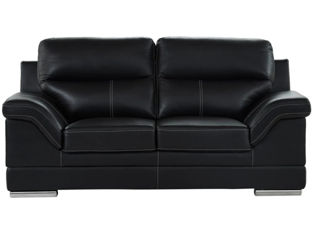 Canapé 2 Places En Cuir De Buffle MONIKA - Noir 3 Canapé 2 Places En Cuir De Buffle MONIKA - Noir – Image 3