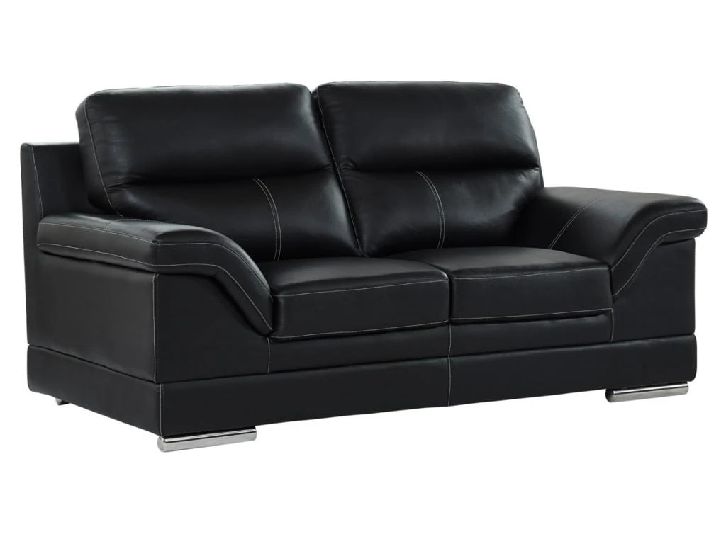 Canapé 2 Places En Cuir De Buffle MONIKA - Noir 2 Canapé 2 Places En Cuir De Buffle MONIKA - Noir – Image 2